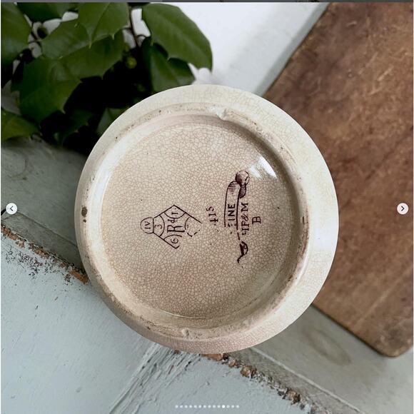 Vintage Ironstone Brown Transferware Pitcher Aesthetic Bird Stained Crazed - Picture 9 of 9